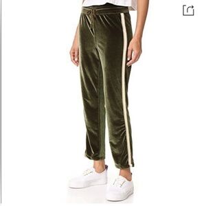 NWT MOTHER the Lounger Velvet Jogger Pants Olive Green